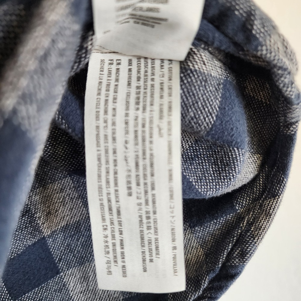 Hollister California Plaid Flannel Shirt Mens Large Blue Gray Button Front Logo - Picture 6 of 10